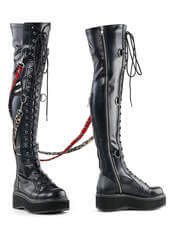 EMILY-377 over the knee platform boots by Demonia