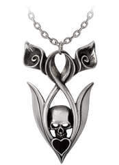 Elegant Gothic Necklace with Lilies & Skull by Alchemy