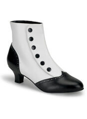 FLORA-1023 White Victorian Boots - 2 Inch Heel Ankle Boots