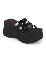 FUNN-15 | Black Heart Platform Sandal Shoes