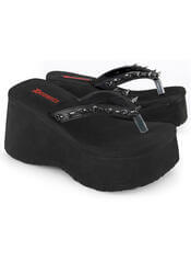 Demonia FUNN-35 Black Vegan Leather Platform Sandal