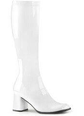 White Patent GOGO-300 Knee-High Boots
