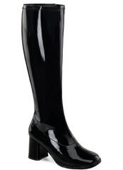 Plus Size Black Patent Knee-High Gogo Boots at Rivithead
