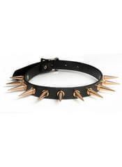 Leather Choker with Large Light Gold Spikes