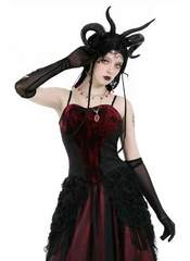 Red Velvet and Lace Gothic Corset Top at Rivithead