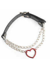 Handcrafted Red Heart & Choke Chain Leather Choker