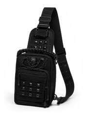Iron Skull Sling Bag with Studs and Chain Hardware