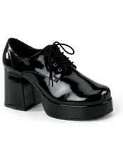 JAZZ-02 Black Patent Disco Style Heel Shoes for Men