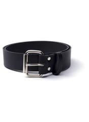 Plain Black Leather Belt with Roller Buckle