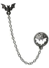 Luna Roost Earring - Moon & Bat Gothic Chained Earring