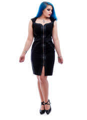 Luna Body Con Dress with Faux Leather Strap Details