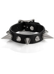 Mad-Dog Black Leather Spike Wristband Cuff | Rivithead