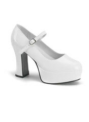 MARYJANE-50 White Platform Heels