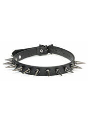 Punk Leather Choker with Gunmetal Spikes | Rivithead