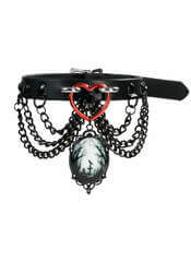 Raven Heart Leather Choker