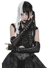 Ravenfall Gloves - Black Mesh Arm Warmers with Spikes