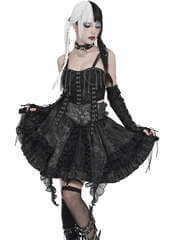 Ravenfall Ruffle Skirt | Black Gothic Layered Skirt