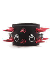 Red Spike and Mini O-ring Punk Wristband