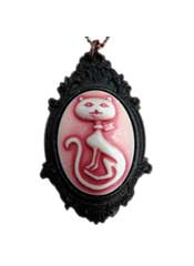 Cat Meow Cameo Pendant Necklace