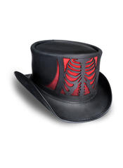 Rib Cage Black Red Leather Hat