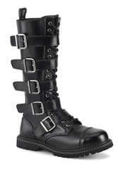 RIOT-18 Leather Steel Toe Combat Boots w/5 Buckle Straps