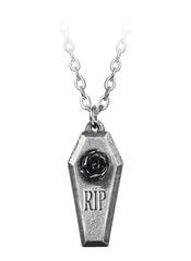 RIP Rose Pewter Pendant Necklace