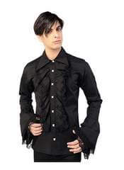 Ruffle Black Button Shirt