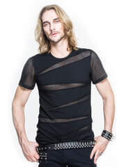 Shadowline Mesh Shirt – Sleek Men\'s Dark Fashion Top