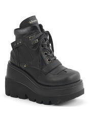 SHAKER-37 Black Wedge Platform Ankle Boots