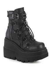 SHAKER-60 Black Vegan Leather Wedge Platform Boots