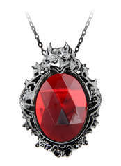 Shaw Red Stone Cameo Pendant Necklace