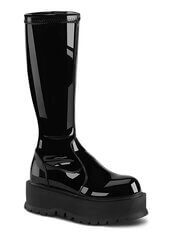 SLACKER-200 Black Stretch Patent Boots