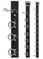 Leather Bondage Belt With 9 Small O-Rings - Made in the USA