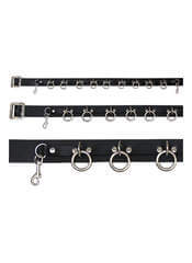 Leather Bondage Belt With 9 Small O-Rings
