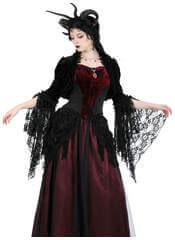 Sondra - Women's Black Velvet Victorian Gothic Lace Shrug