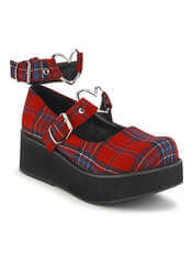 SPRITE-02 Red Plaid Maryjane Platform Shoes