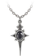 Sterne Leben Gothic Cross Necklace with Dark Crystal