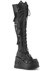 Demonia STOMP-310 Over-The-Knee Women's Wedge Platform Boots