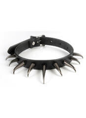 Talon Leather Choker with Gunmetal Claw Spikes