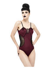 Tetra One Piece Maroon and Black Swimsuit