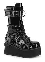 TRASHVILLE-138 | Men's Black Patent Platform Boots