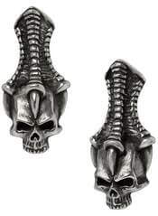 Trophy Skull Earrings - Antiqued Pewter Skull Studs