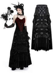 Discover the Long Velvet Obscura Gothic Skirt at Rivithead