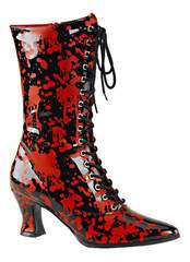 VICTORIAN-120BL Red Black Boots