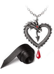 Vouivre Necklace – Dragon Heart with Red Crystal