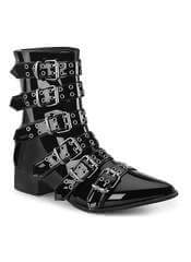 WARLOCK-70 Men's Black Patent Pointy Toe Boots