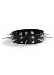 The Widowmaker - Fierce Black Leather Choker with Spikes