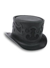 Winged Vented Black Leather Hat