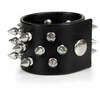 3 Row Spiked Leather Wristband