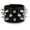 3 Row Spiked Leather Wristband